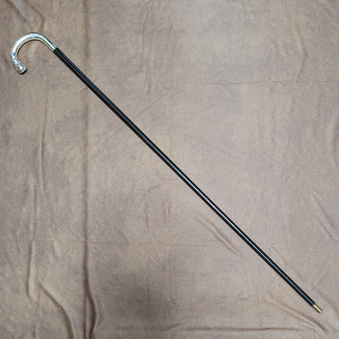 1909年 英国アンティーク 紳士用ステッキ 杖 純銀曲がりハンドル 92cm